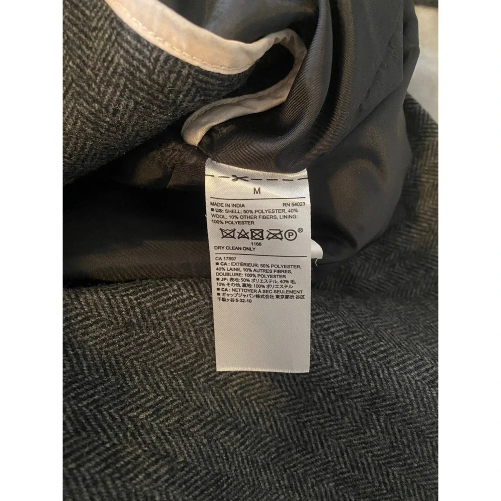 Banana Republic Peacoat Sz M Grey Wool Blend Herringbone Double Breasted Preppy